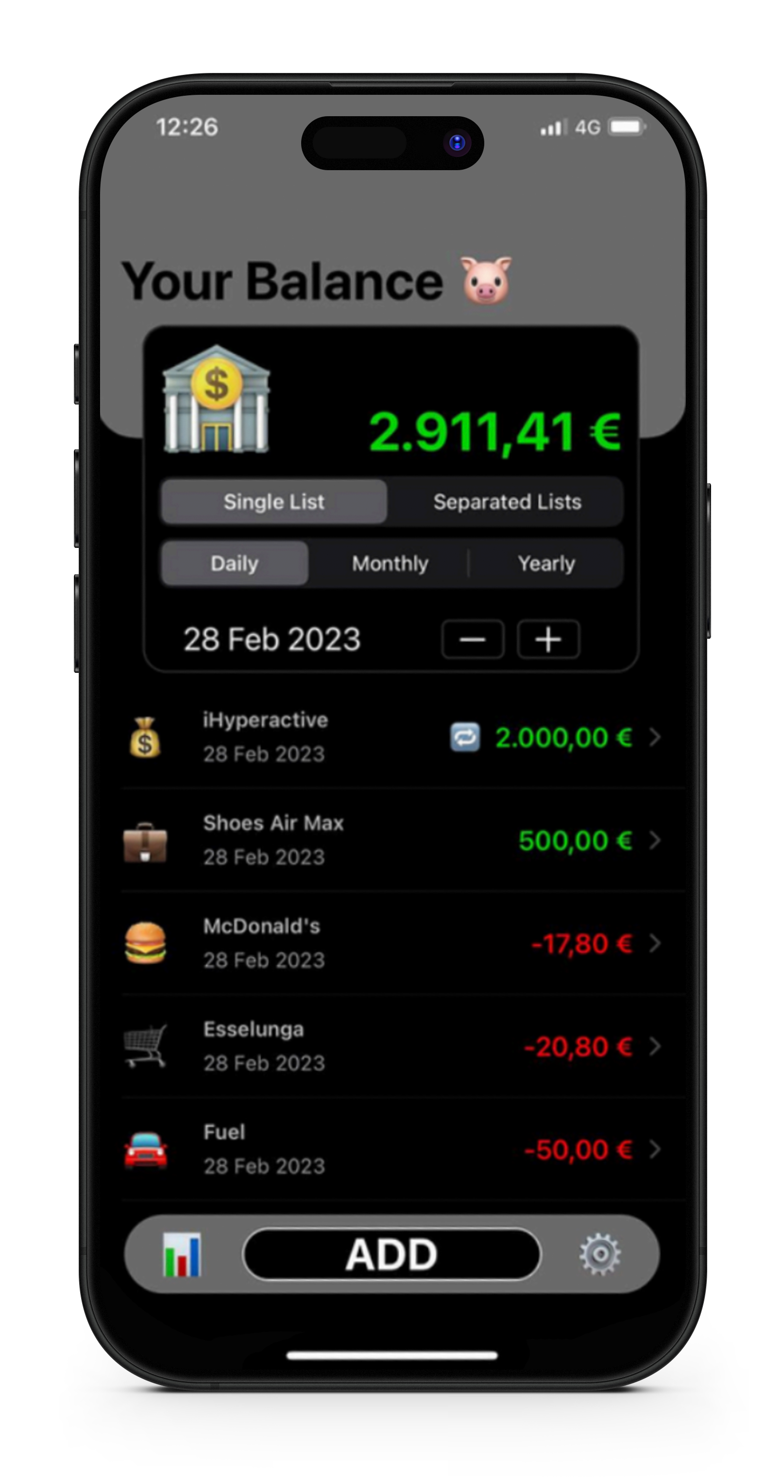 PiggyTracker screenshot